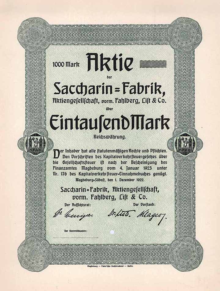 Saccharin-Fabrik AG vorm. Fahlberg, List & Co.