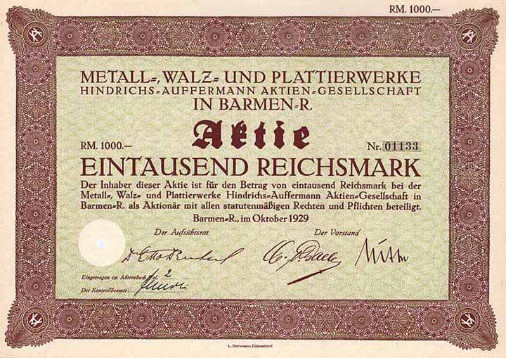 Metall-, Walz- und Plattierwerke Hindrichs-Auffermann AG