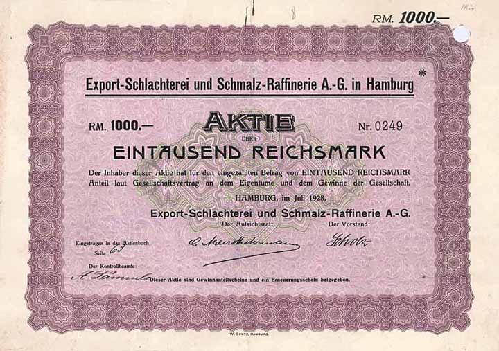 Export-Schlachterei und Schmalz-Raffinerie AG