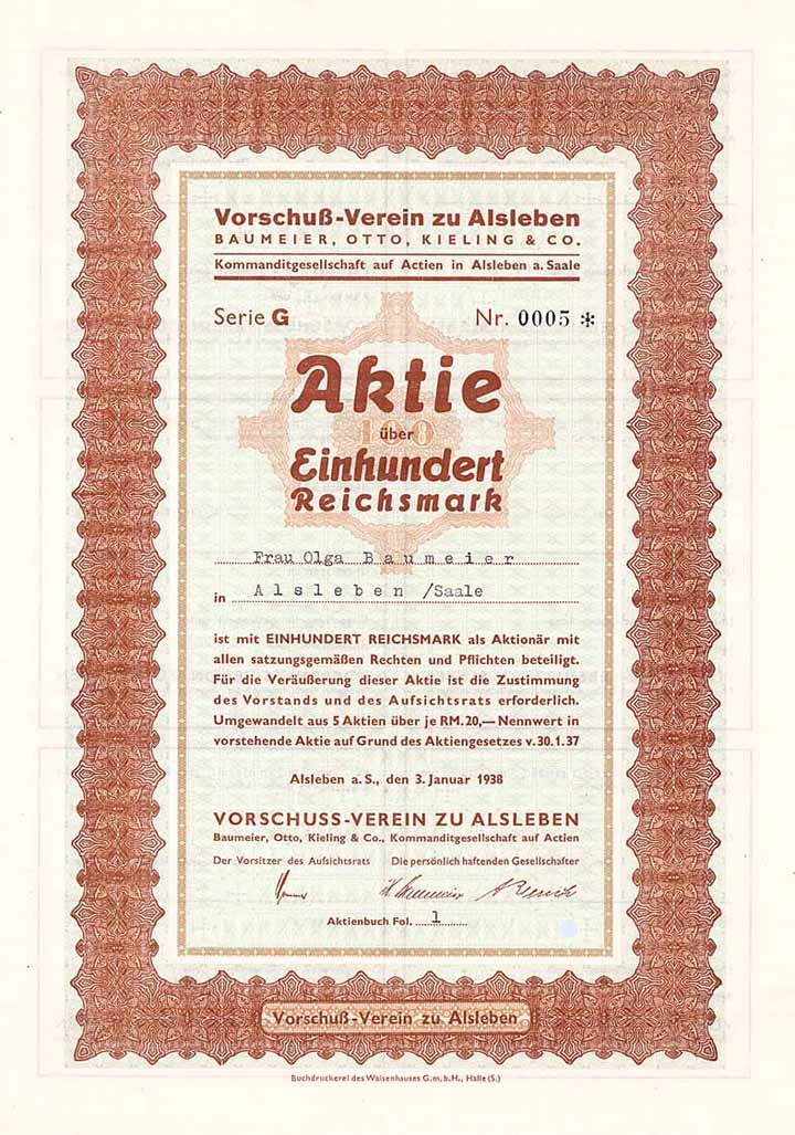 Vorschuß-Verein zu Alsleben Baumeier, Otto, Kieling & Co. KGaA