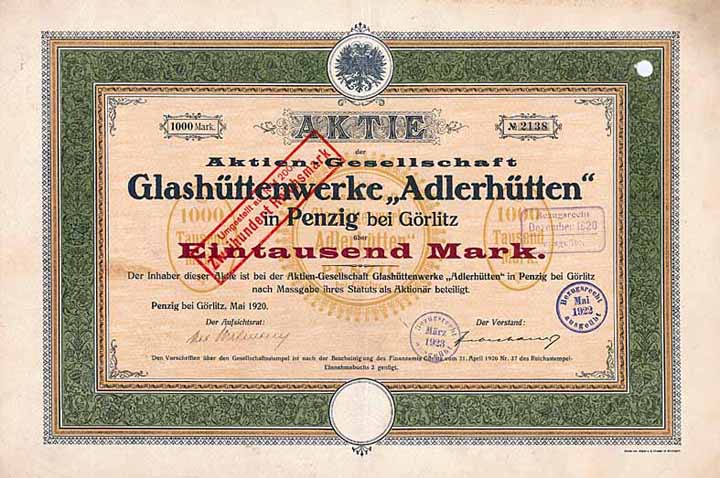 AG Glashüttenwerke "Adlerhütten"