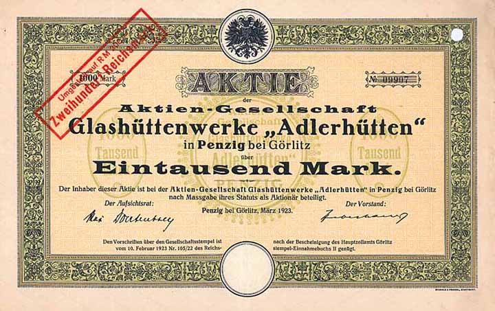 AG Glashüttenwerke "Adlerhütten"