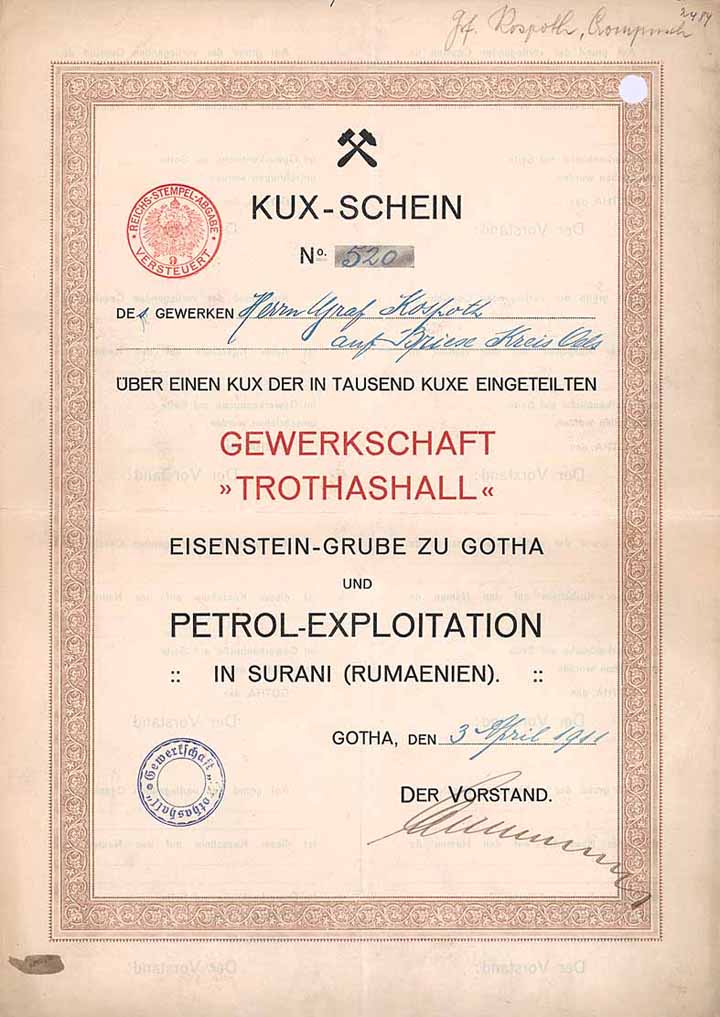 Gewerkschaft Trothashall Eisenstein-Grube und Petrol-Exploration