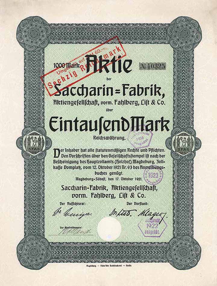 Saccharin-Fabrik AG vorm. Fahlberg, List & Co.