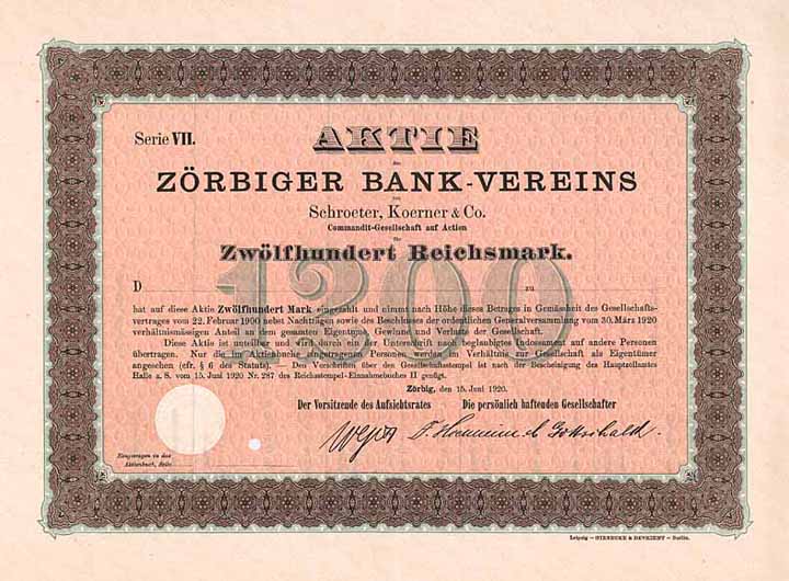 Zörbiger Bank-Verein von Schroeter, Koerner & Comp. KGaA