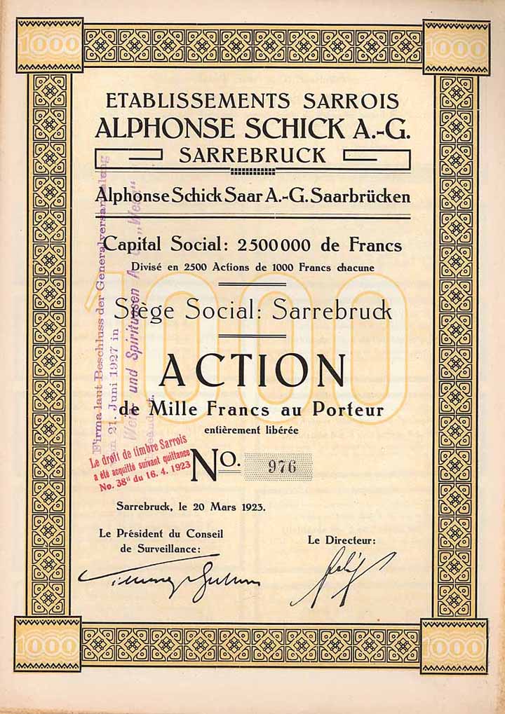 Alphonse Schick Saar AG