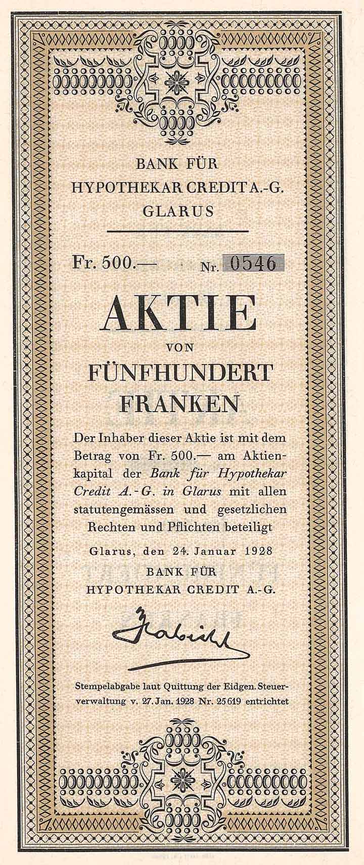 Bank für Hypothekar Credit AG