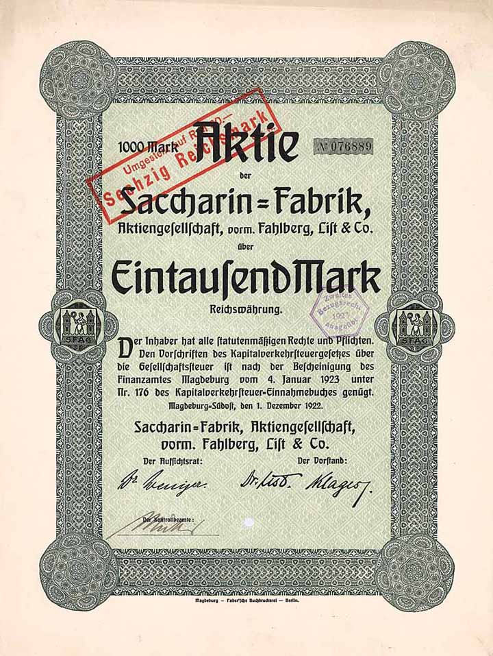 Saccharin-Fabrik AG vorm. Fahlberg, List & Co.