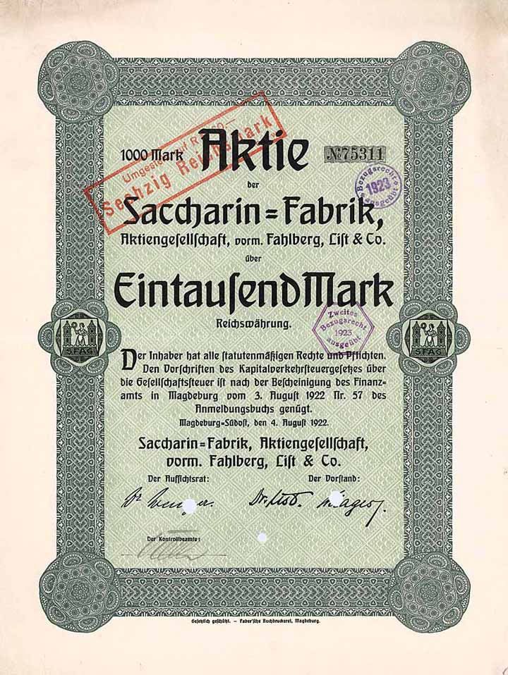 Saccharin-Fabrik AG vorm. Fahlberg, List & Co.